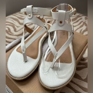 Journee Tangie Sandal White Textured Sandals
